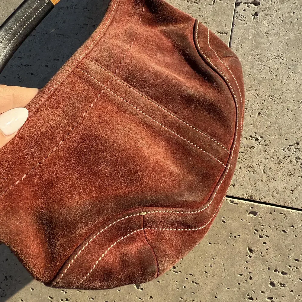 Vintage Coach Women's Suede Shoulder Bag Y2K